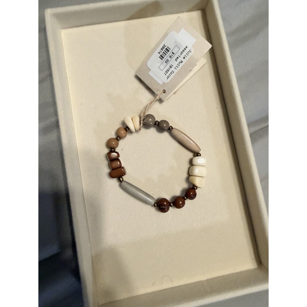 Tan/Brown/Cream tagua nut stretch bracelet